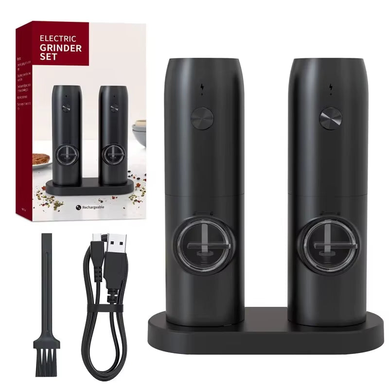 Rechargeable USB Electric Automatic Salt and Pepper Grinder Set Gravity Spice Mill Adjustable Spices Grinder Kitchen Tools
