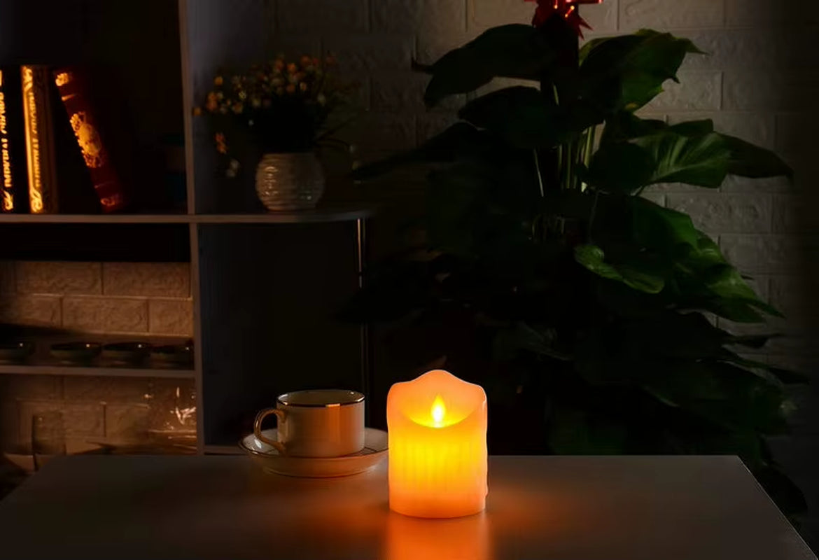USB Rechargeable Flameless Electric Candle Lamp Dripped Paraffin Wax Dancing Moving Wick Home Party Bar Pillar Candles W/Remote