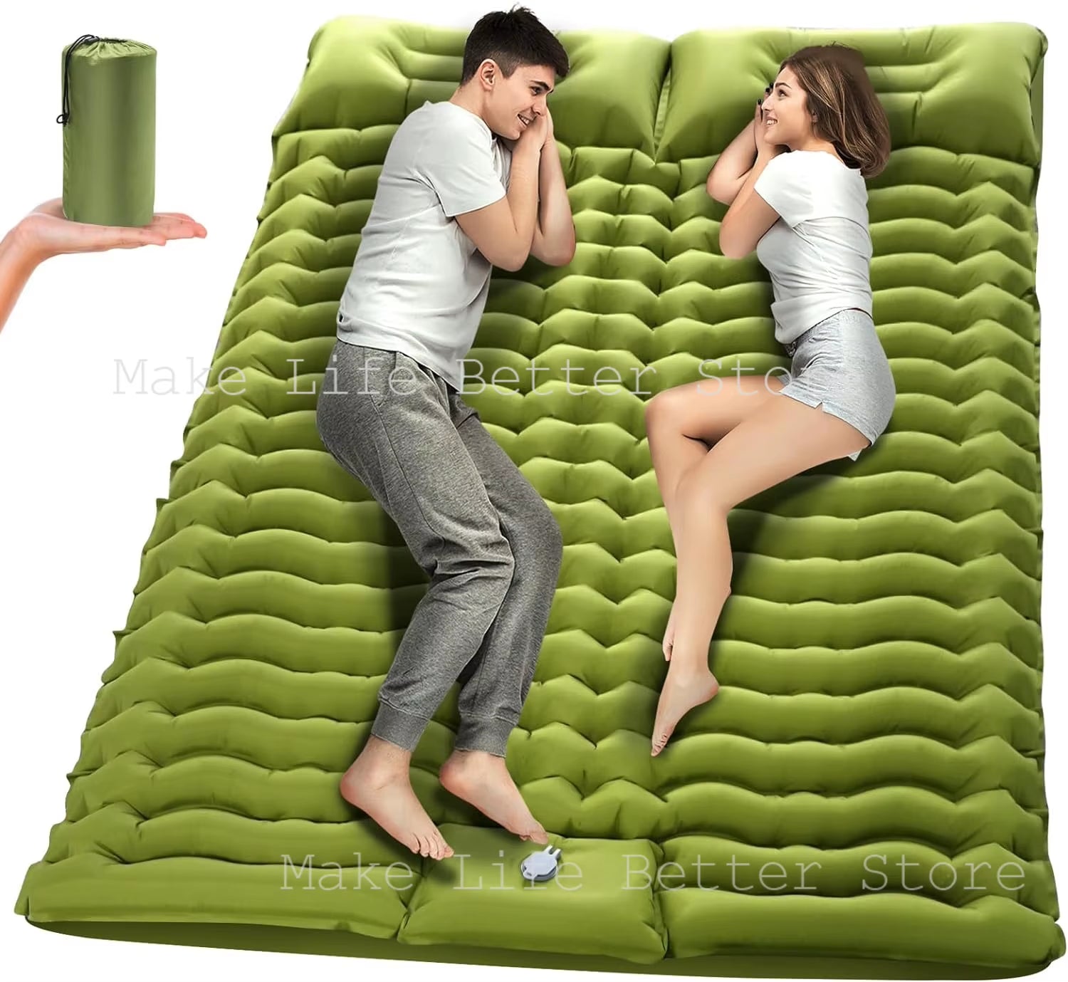 Inflatable Mattress with Built-In Pillow Pump 200X140Cm Outdoor Sleeping Bed Vehicle Inflatable Cushion Tourist Mattress